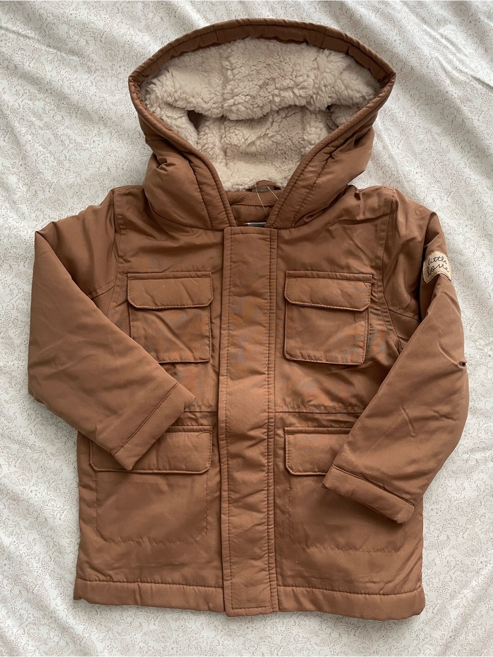 NEW Carters Parka Jacket Boys 3T Brown Winter Hooded Pockets Warm Cozy